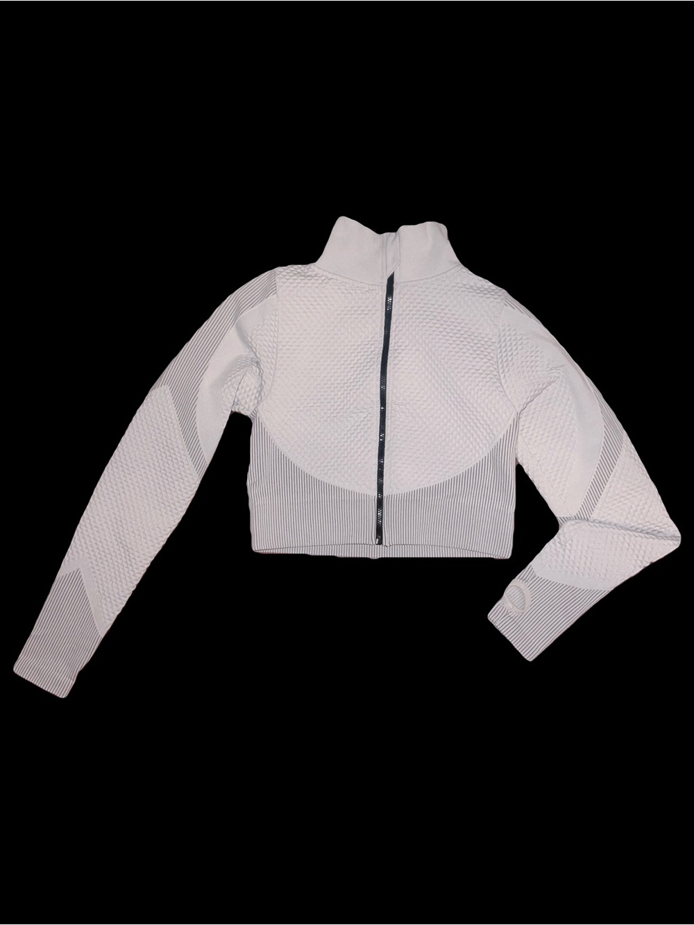 Cropped Zip-Front Women’s Athletic Jacket With Thumb-Holes - Light Gray